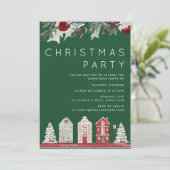 Moderne Groene Familie of Kantoor Kerstmis Partij Kaart (Staand voorkant)