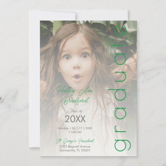 Moderne groene Fancy Vellum Overlay Effect Foto Kaart (Voorkant)