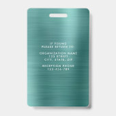 Moderne Groene Faux Metallic Corporate Foto Badge (Achterkant)