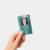 Moderne Groene Faux Metallic Corporate Foto ID Badge (Handheld)