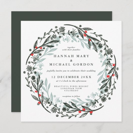 Moderne groene feestdag  kaart (Voorkant / Achterkant)