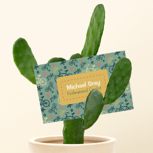 Moderne groene fietsen Patroon Professionele fiets Visitekaartje