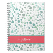 Moderne groene floral patroonscriptnaam mini clipb notitieboek (Voorkant)