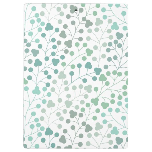 Moderne groene florale patroonscriptnaam klembord (Achterkant)