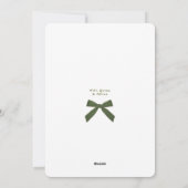 Moderne groene fluwelen strik foto kerstkaart (Achterkant)
