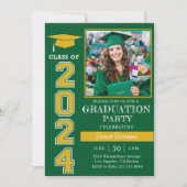 Moderne groene foto afstudeerfeest 2024 kaart (Voorkant)