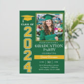 Moderne groene foto afstudeerfeest 2024 kaart (Staand voorkant)