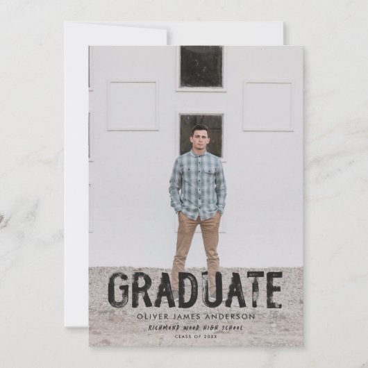 Moderne groene foto afstuderen bekendmaking kaart (Voorkant)