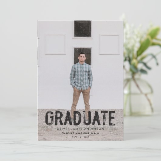 Moderne groene foto afstuderen bekendmaking kaart (Staand voorkant)