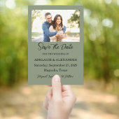 Moderne groene foto save the date kaart