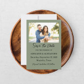 Moderne groene foto save the date kaart