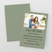 Moderne groene foto save the date kaart