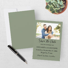 Moderne groene foto save the date kaart