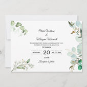Moderne groene foto Save The Date uitnodiging (Achterkant)