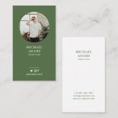 Moderne groene foto Visitekaartjes voor sociale me (Voorkant / Achterkant)