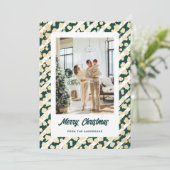 Moderne groene foto Vrolijk kerstfeest Feestdagenkaart (Staand voorkant)