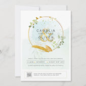 Moderne Groene FOTOBruiloft Uitnodiging QR CODE (Voorkant)