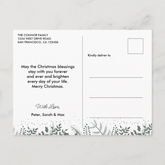 Moderne Groene Fotocollage Vrolijk Kerstfeest Briefkaart (Achterkant)