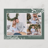 Moderne Groene Fotocollage Vrolijk Kerstfeest Briefkaart (Voorkant)