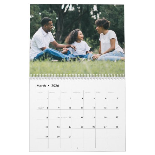 Moderne groene fotokalender kalender (Mar 2026)