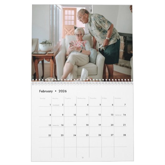 Moderne groene fotokalender kalender (Feb 2026)