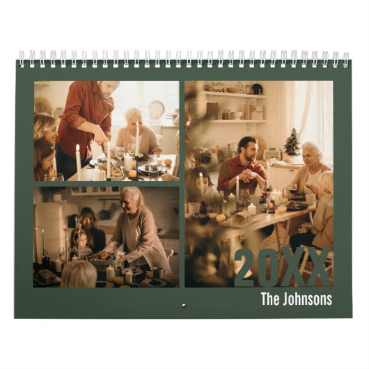 Moderne groene fotokalender kalender (Hoes)