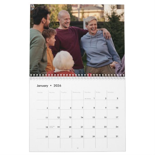 Moderne groene fotokalender kalender (Jan 2026)