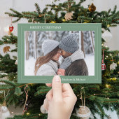 Moderne groene fotokerstkaart kaart