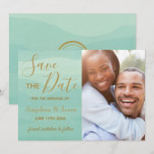 Moderne Groene Fototrouwdag Save The Date (Voorkant / Achterkant)