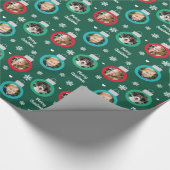 Moderne groene fotoversieringen, aangepast kerstfe cadeaupapier (Hoek)