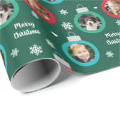 Moderne groene fotoversieringen, aangepast kerstfe cadeaupapier (Rol Hoek)