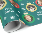 Moderne groene fotoversieringen, aangepast kerstfe cadeaupapier (Rol Hoek)