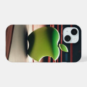Moderne groene fruit geïnspireerde iPhone 15 Pro H Case (Achterkant horizontaal)