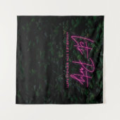 Moderne groene gebladerte roze meisjes neon Laten  Wandkleed (Voorkant (horizontaal))