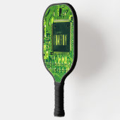 Moderne groene gedrukte schakeling microchip nerd pickleball paddle (Links)