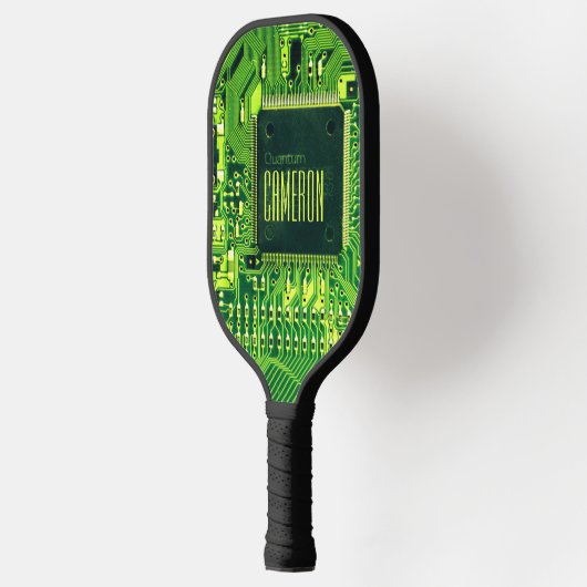 Moderne groene gedrukte schakeling microchip nerd  pickleball paddle (Links)