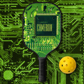 Moderne groene gedrukte schakeling microchip nerd  pickleball paddle