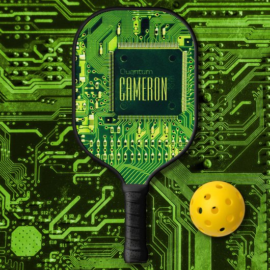 Moderne groene gedrukte schakeling microchip nerd pickleball paddle