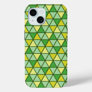 Moderne groene gele driehoek Geometrisch patroon iPhone 15 Case