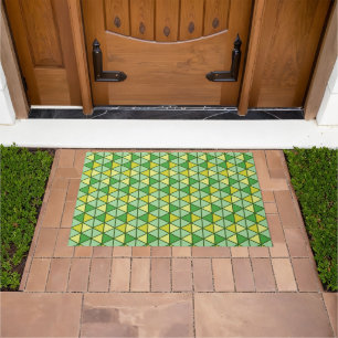 Moderne groene gele driehoek Geometrisch patroon Deurmat