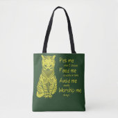 Moderne Groene Gele Grappige Kattenzin Huisdier Sc Tote Bag (Voorkant)
