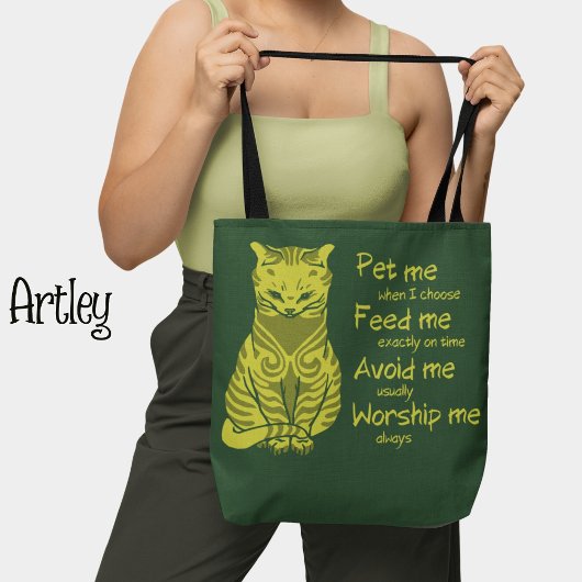 Moderne Groene Gele Grappige Kattenzin Huisdier Sc Tote Bag