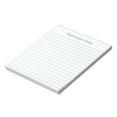 Moderne Groene Gelineerde Gepersonaliseerde Notitieblok (Linkerzijde)
