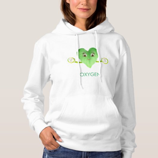 Moderne Groene Gelukkig Hartblad Hoodie (Voorkant)