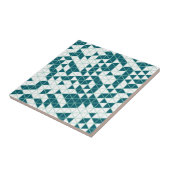 Moderne groene geometrische driehoeken tegeltje (Zijkant)