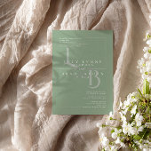 Moderne groene geometrische Initialen bruiloft uit Kaart