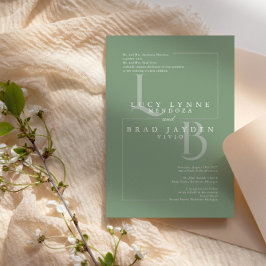 Moderne groene geometrische Initialen bruiloft uit Kaart