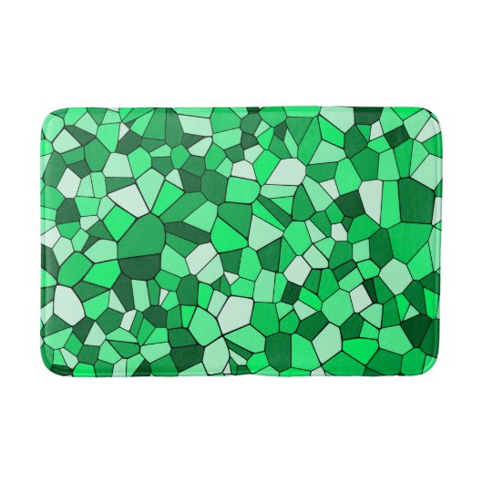 Moderne Groene Geometrische Mozaïek Patroon Badmat (Voorkant)