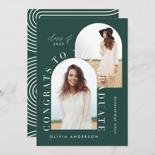 Moderne, groene geometrische multi-fotoboogafstude (Voorkant / Achterkant)