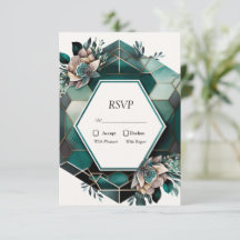 Moderne groene geometrische ontwerp bruiloft RSVP